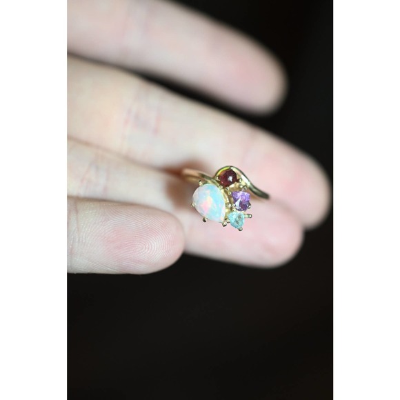 Engagement ring Aquamarine opal alexandrite garnet alternative engagemen… - Picture 5 of 6